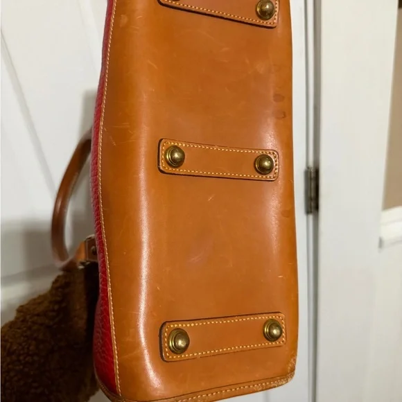 Dooney & Bourke Red and Brown Leather Satchel - Picture 4 of 5